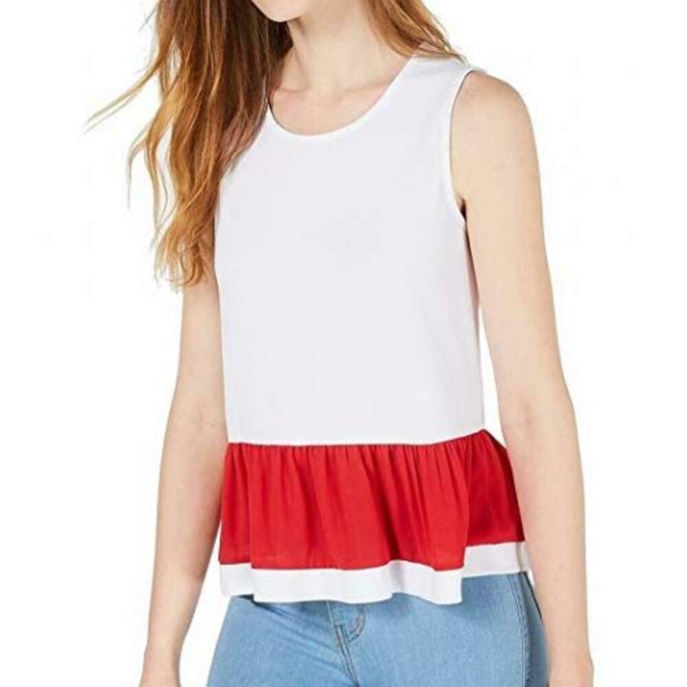Maison Jules Two Tone Peplum Top